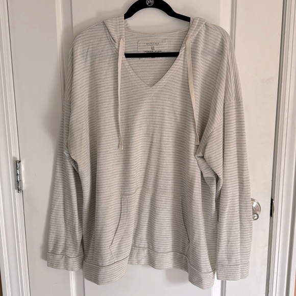 Sonoma life style plus size long sleeve light V Neck hooded sweatshirt Sz 2X - Picture 1 of 8